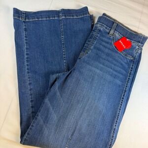 Spanx Wide Leg Jeans Womens XL Blue Seamed Front "Vintage Indigo" 20407R NWT